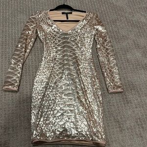 Bodycon bcbg sequin dress gold
